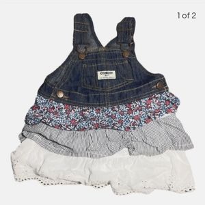 OshKosh BGosh Jumper Dress 24 Mo Vestbak Blue Floral Tiered Ruffle eyelet girls